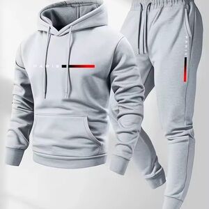 Aris Men's Gray Jogger Pants with Red Accent